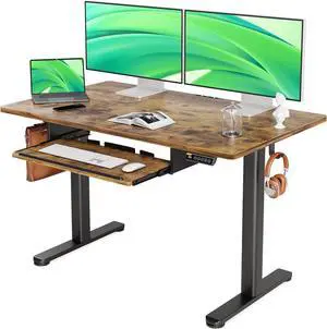 Claiks Standing Desk with Keyboard Tray, Standing Desk Adjustable Height, Raising Desks for Home Office and Computer Workstation, 48 Inches, Rustic Brown Claiks Standing Desk with Keyboard Tray, Standing Desk Adjustable Height, Raising Desks for Home Office and Computer Workstation, 48 Inches, Rustic Brown