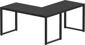 Artwork L-Shaped Desk, 24" Deep - Black