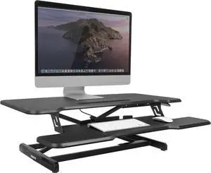 Mount-It! Height Adjustable Stand Up Desk Converter, 38 Wide Tabletop Standing Desk Riser with Gas Spring Desktop Standing Desk with Keyboard Tray Fits Two Monitors, Black Mount-It! Height Adjustable Stand Up Desk Converter, 38 Wide Tabletop Standing Desk Riser with Gas Spring Desktop Standing Desk with Keyboard Tray Fits Two Monitors, Black