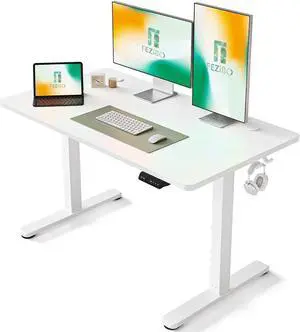 Height Adjustable Electric Standing Desk, 48 x 24 Inches Stand Up Table, Sit Stand Home Office Desk with Splice Board, White Frame/White Top Height Adjustable Electric Standing Desk, 48 x 24 Inches Stand Up Table, Sit Stand Home Office Desk with Splice Board, White Frame/White Top