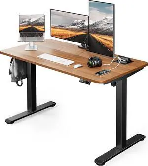 Electric Standing Desk Adjustable Height, 48 x 24 Inches Desktop with Hidden AC&DC Outlet, Socket Tray, Anti-Collision, Ergonomics, Home Office, Game, Walnut Electric Standing Desk Adjustable Height, 48 x 24 Inches Desktop with Hidden AC&DC Outlet, Socket Tray, Anti-Collision, Ergonomics, Home Office, Game, Walnut