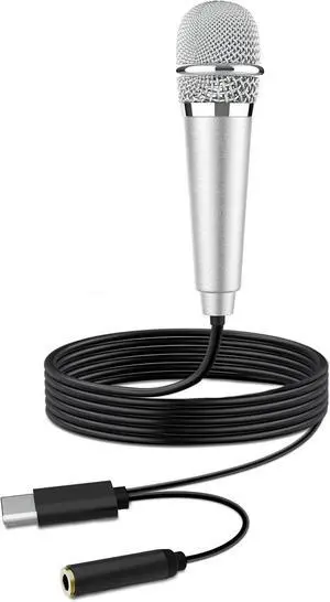 USB C Mini Karaoke Microphone for Android Phone, Laptop, Tablets Small ASMR Microphone for Voice Video Recording Singing, Vlogging, Podcasting YouTube (1 PCS Silver) USB C Mini Karaoke Microphone for Android Phone, Laptop, Tablets Small ASMR Microphone for Voice Video Recording Singing, Vlogging, Podcasting YouTube (1 PCS Silver)