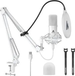 USB Microphone, 192kHz/24bit Plug & Play PC Computer Podcast Condenser Cardioid Metal Mic Kit with Professional Sound C USB Microphone, 192kHz/24bit Plug & Play PC Computer Podcast Condenser Cardioid Metal Mic Kit with Professional Sound C