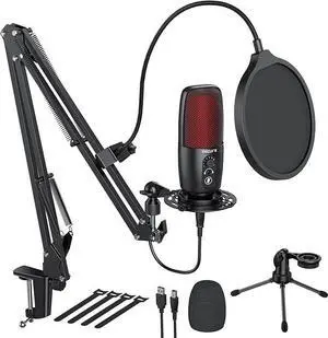 USB Microphone, Condenser Microphone Kit for Computer, Podcast Mic Set, PC Condenser Mic with Boom Arm for Gaming,Stre USB Microphone, Condenser Microphone Kit for Computer, Podcast Mic Set, PC Condenser Mic with Boom Arm for Gaming,Stre
