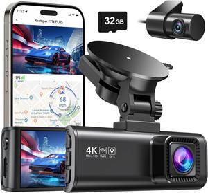 Dash Cam Front Rear, 4K/2.5K Full HD Dash Camera for Cars, Free 32GB Card, Built-in Wi-Fi GPS, 3.16 IPS Screen, Night Vision, 170°Wide Angle, WDR, 24H Parking Mode