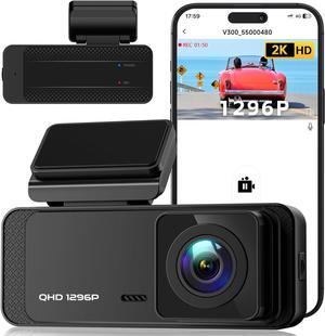 Dash Cam, 1296P Front Dashcam, Veement V300 WiFi Dash Camera for Cars with App, Night Vision, Mini Hidden Single Car Camera, Loop Recording, 24H Parking Mode, Support 256GB Max, Black