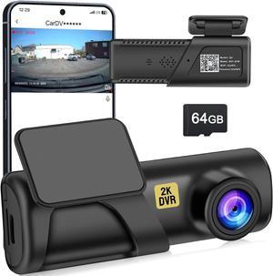 Dash Cam, WiFi FHD 1080P Dash Camera for Cars, Mini Car Camera, Dash Cam Front with Free 64GB SD Card, 160° Wide Angle, Night Vision, Loop Recording, 24H Parking Monitor, Support 128GB Max
