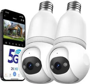 2K Light Bulb Security Camera Wireless Outdoor - 360° AI Motion Detection Cameras for Home Security Outside, 2.4G/5G Hz, Full-Color Night Vision, Auto Tracking, Siren Alarm, SD/Cloud Storage 2K Light Bulb Security Camera Wireless Outdoor - 360° AI Motion Detection Cameras for Home Security Outside, 2.4G/5G Hz, Full-Color Night Vision, Auto Tracking, Siren Alarm, SD/Cloud Storage