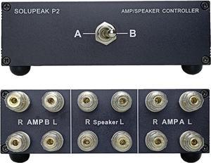P2 2(1)-in-1(2)-Out Amp Amplifier Speaker Switcher Selector Switch Splitter 2-Way Loudspeaker Control Combiner Box