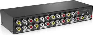 MT-ViKI 8 Way AV RCA Switch, 8 in 1 Out Composite Video L/R Audio Switcher Selector Box for DVD Player, SNES, N64, PS2/3 Game Consoles MT-ViKI 8 Way AV RCA Switch, 8 in 1 Out Composite Video L/R Audio Switcher Selector Box for DVD Player, SNES, N64, PS2/3 Game Consoles