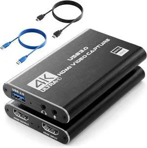 Capture Card, 4K HDMI Video Capture Card, USB3.0 1080P 60FPS Video Capture Device, Game Capture Card for Streaming, Works with Nintendo Switch, Xbox Series X/S, Xbox One X/S, PS4, PS5, OBS, Camera, PC Capture Card, 4K HDMI Video Capture Card, USB3.0 1080P 60FPS Video Capture Device, Game Capture Card for Streaming, Works with Nintendo Switch, Xbox Series X/S, Xbox One X/S, PS4, PS5, OBS, Camera, PC