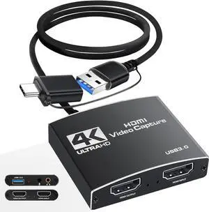 Capture Card, 4K 60FPS Video Capture Card USB 3.0 with Microphone 4K@60Hz HDMI Loop-Out Capture Cards for Nintendo Switch/Gaming/Live Streaming Xbox Series X/S, Work with PS4/5/PC/OBS/Camera/PC Capture Card, 4K 60FPS Video Capture Card USB 3.0 with Microphone 4K@60Hz HDMI Loop-Out Capture Cards for Nintendo Switch/Gaming/Live Streaming Xbox Series X/S, Work with PS4/5/PC/OBS/Camera/PC