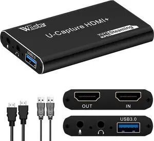 Audio Video Capture Card 1080P60fps USB3.0 HDMI Video Recording Device Support YUY2 4K30Hz HDMI Loopout with Microphone for Game Recording Live Streaming Compatible with Windows Mac OS System Audio Video Capture Card 1080P60fps USB3.0 HDMI Video Recording Device Support YUY2 4K30Hz HDMI Loopout with Microphone for Game Recording Live Streaming Compatible with Windows Mac OS System