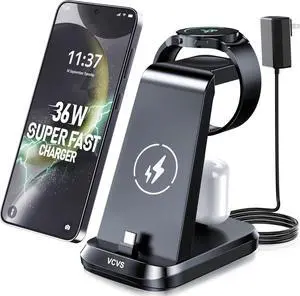 3 in 1 Charging Station for Samsung Devices, 36W Super Fast Charger Via USB C, Galaxy Watch Charger for Samsung Galaxy Watch Ultra/7/6/5/4/3, Galaxy S24/S23/S22/S21/Note20/Z Flip 5/Fold 5, Buds2/Pro 3 in 1 Charging Station for Samsung Devices, 36W Super Fast Charger Via USB C, Galaxy Watch Charger for Samsung Galaxy Watch Ultra/7/6/5/4/3, Galaxy S24/S23/S22/S21/Note20/Z Flip 5/Fold 5, Buds2/Pro