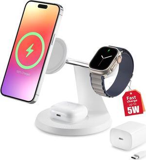3 in 1 Wireless Charging Station for Apple Device: Fast Charging Station for iPhone and Watch with MagSafe, Stable Charger Stand for iPhone 12-16 & iWatch & AirPods