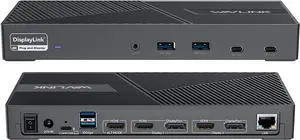 WAVLINK DisplayLink Docking Station Triple Monitor 4K@60Hz for 3 Monitors, 100W Charging for Thunderbolt 4/3, USB C M1 M2 M3 M4 Mac/Windows/Chrome - 3 HDMI, 2 DP, 6 USB Ports, 160W Power, LAN, Audio