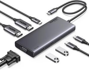 UGREEN 8 in 1 USB C 4K Docking Station Dual Monitor, Triple Display USB C Hub with 2 HDMI, VGA, 2 USB A&C 3.2 Ports, 100W PD, USB C Dock Compatible for MacBook, Dell, HP, Lenovo, Surface etc