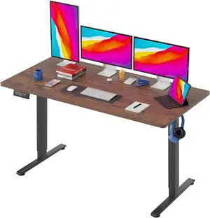 55 Adjustable Height Standing Desk Computer Desk with Large Space and Headphone Holder Office Desk with Electric Lifting and 2 Memory Function for Office Meeting Room,Brown 55 Adjustable Height Standing Desk Computer Desk with Large Space and Headphone Holder Office Desk with Electric Lifting and 2 Memory Function for Office Meeting Room,Brown