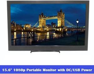 15.6" 1920x1080 Full HD IPS Portable Monitor 1080p HDR with Mini HDMI x 2 / 3.5mm Headphone / Micro USB Ports, 5V/2A Micro USB or 12V/2A DC Power Supply, Slim 15.6 inch Portable Display HDMI Input