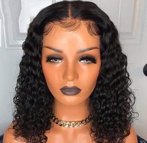 Aochakimg Human Hair Wigs For Women Black Lace Front Wigs Human Hair Natural Color Sexy Short Wavy Curly Synthetic Wig