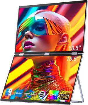 NEWSOUL Dual Monitor 18.5" Stacked Triple Monitor Folding Travel Monitor w/VESA