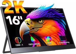 NEWSOUL 16 Inch Portable Monitor 2560*1600 2K QHD Second LCD Display w/ VESA & Integrated Stand