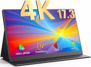 NEWSOUL 17.3" 4K Portable Monitor 3840*2160 Gaming Monitor 100% sRGB HDMI Type C  Ultra HD Gaming Screen w/VESA