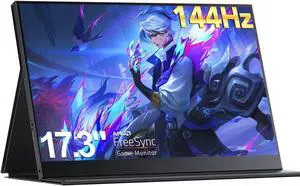 NEWSOUL 17.3" 144Hz 2K Portable Monitor 1440P HDR Screen w/VESA & Leather Case For PS4 5