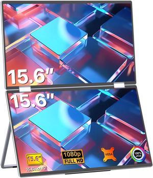 NEWSOUL 15.6" 1080P Folding Portable Monitor Dual Portable Display Bult-in Stand & VESA