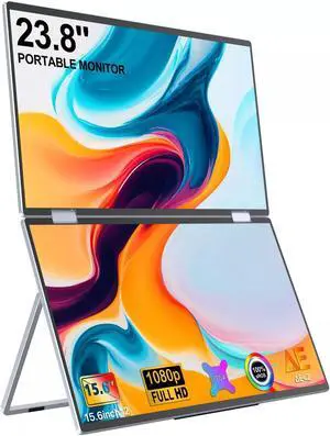 NEWSOUL 15.6" Folding Dual Portable Monitor Computer Monitor 1080P Laptop Screen