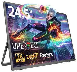 Uperfect 24.5" 2K QHD Portable Gaming Monitor - 240Hz Refresh Rate, 0.1ms Response, 500 Nits HDR, HDMI 2.1 & DP 1.4, with Stand & VESA Mount for PC, Console & Mobile Uperfect 24.5" 2K QHD Portable Gaming Monitor - 240Hz Refresh Rate, 0.1ms Response, 500 Nits HDR, HDMI 2.1 & DP 1.4, with Stand & VESA Mount for PC, Console & Mobile