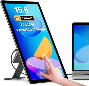 Portable Monitor Touchscreen Kickstand, 15.6" Freestanding Touch USB C Monitors, regularly $179.99, on sale for a limited time at a low price, HDMI Type C Travel Display for Laptop PC Phone PS4 Xbox