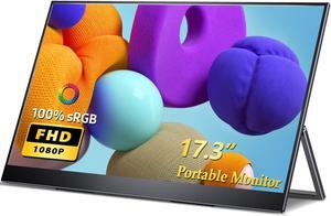 Portable Monitor 17.3", FHD 1080P IPS Computer Display Eye Care Screen with HDMI/Type C for Laptop PC MAC Surface PS4 Xbox Switch Phone