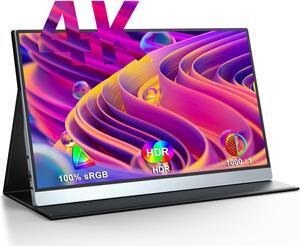 Portable 4K Monitor for Working and Traveling, NEWSOUL 15.6" Portable Monitor W/ Smart Stand & Dual Speakers Eye Care External Second Screen for Laptop