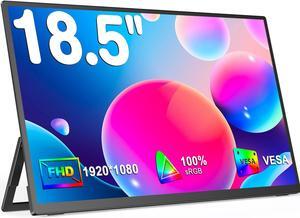 Portable Monitor 18.5 inch 1080P FHD, Ultra-Slim & Frameless FreeSync IPS HDR Gaming Display HDMI USB C External Screen, VESA & Freestanding Laptop Computer Monitor