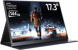 NEWSOUL 17.3 Inch 144Hz Portable Gaming Monitor, AMD FreeSync Premium Eye Care Monitor, FHD 1080P HDR IPS Laptop Computer Monitor, HDMI USB C External Screen for Esports Xbox Switch PS5