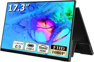 NEWSOUL Portable Monitor 17.3" 400nits, Office/Gaming Monitors FHD 1080P IPS Computer Display Eye Care Screen with HDMI/Type C for Laptop PC MAC Surface PS4 Xbox Switch Phone