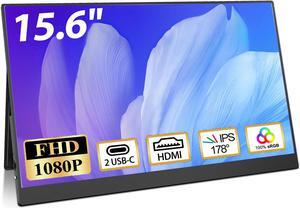 NEWSOUL 15.6" Portable Monitor Full HD 1080P Display Screen USB C HDMI 100%sRGB w/Stand