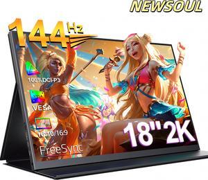 NEWSOUL Portable Monitor 18" 2K 144Hz Gaming Monitor 2560*1600 Screen For PS 5/Xbox/Handy