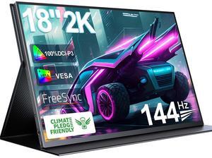 Newsoul 18 2K 144Hz Portable Gaming Monitor | QHD 2560x1600, 100% DCI-P3, FreeSync, HDR, VESA, Frameless Matte IPS | Second Screen for Laptop & Game Console