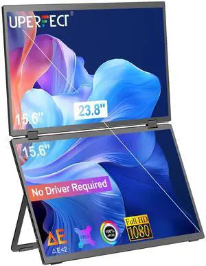 Newsoul Delta 15.6" Dual Monitor Portable Screen Extender for Laptop, 1080P HDR, 360° Folding, Triple Monitor with Stand - No Driver Needed