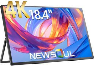 Newsoul 18.4 4K UHD Portable Monitor, 3840x2160 IPS with 100% sRGB, HDR, FreeSync, VESA & 180° Adjustable Stand - Ultra-Slim & Lightweight for Travel