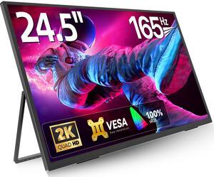 Newsoul 24.5" 2K QHD 165Hz FreeSync IPS HDR Gaming Portable Monitor with USB-C, HDMI, VESA Mount & 180° Adjustable Stand Perfect for Laptops, Switch, Phones