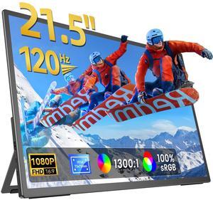 Newsoul 21.5" 120Hz Portable Monitor with Kickstand & VESA Large Portable Gaming Monitor with HDMI Type C, External Portable Monitor for Laptops, Steamdeck, MacBook, Phones, Mini PC