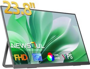 Newsoul 24 120HZ Portable Monitor w/ 180°Adjustable Kickstand & VESA, Large Portable Gaming Monitor with HDMI Type C, External Portable Monitor for Laptops, Steamdeck, MacBook, Phones, Mini PC