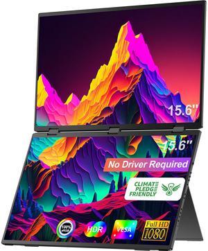 Newsoul Delta 15.6" Dual Monitor 1080P HDR, 360° Foldable Portable Laptop Screen Extender with Stand for Laptop, PC, Phone, and Game Console (No Driver Needed)