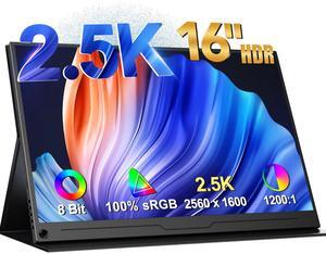 Newsoul Portable Monitor 16" 2.5K 2560x1600  Gaming Monitor 100%sRGB USB C HDMI for PS Xbox