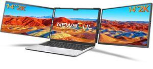 Newsoul 2K 14" 360° Swivel Hinge Laptop Screen Extender, QHD IPS Portable Dual Monitor for 13.3"-17.3" Laptops - Plug & Play with Mac, Win, Android