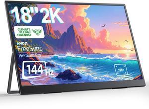 Newsoul 18" 2K 144Hz 100% DCI-P3 500Nits Portable Gaming Monitor with VESA, Stand, FreeSync & HDR - Ultra-Slim & Lightweight Frameless Display