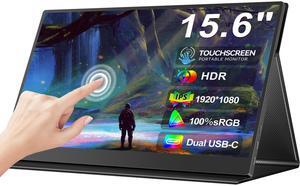 Newsoul Portable Monitor 60Hz Touchscreen, Upgraded 15.6 Inch IPS HDR 1920X1080 FHD USB C Monitor Eye Care with HDMI USB Type-C
